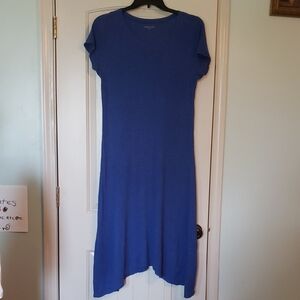 Eileen Fisher Electric Blue Asymmetrical Shift Organic Cotton Hemp Dress M